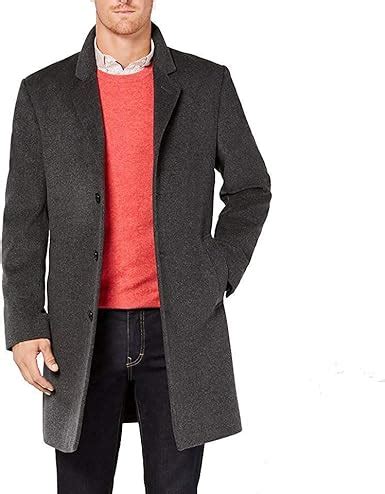 Michael Kors Men's Madison Top Coat, Solid Dark Grey Heather, 